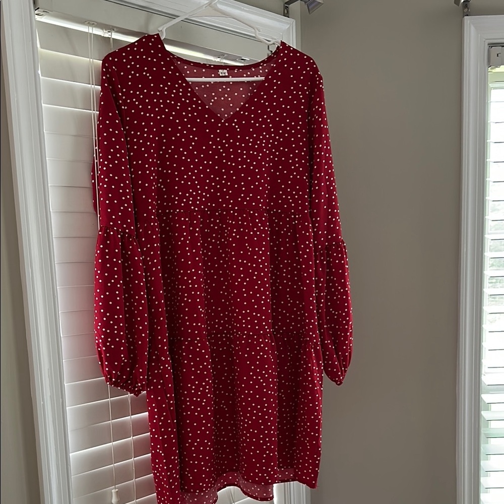 Elegant Red Polka Dot Dress